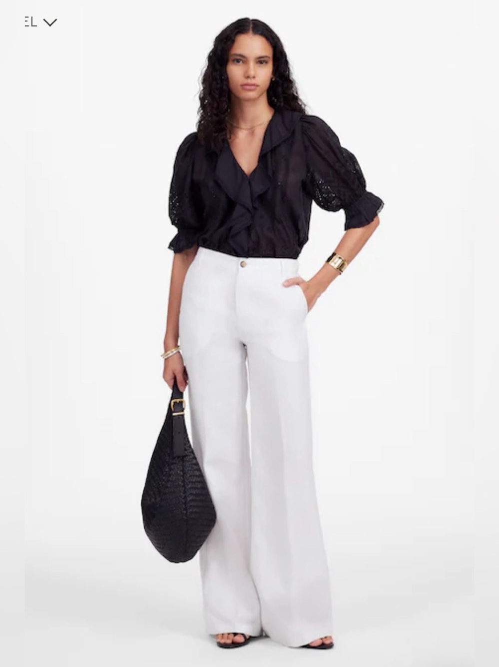 Madewell The Zoe Relaxed White High-Rise Linen Wide-Leg Trousers Size 0 NWOT